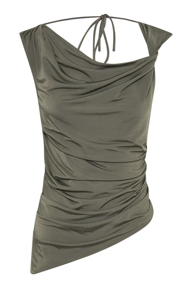 Women Meshki Tops Prianyka Slinky Sleeveless Top 8211 Military Olive