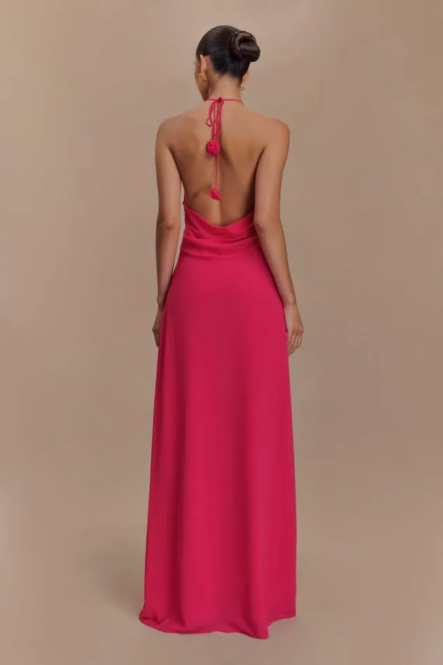 Women Meshki Tops Rosalia Cowl Neck Maxi Dress 8211 Raspberry