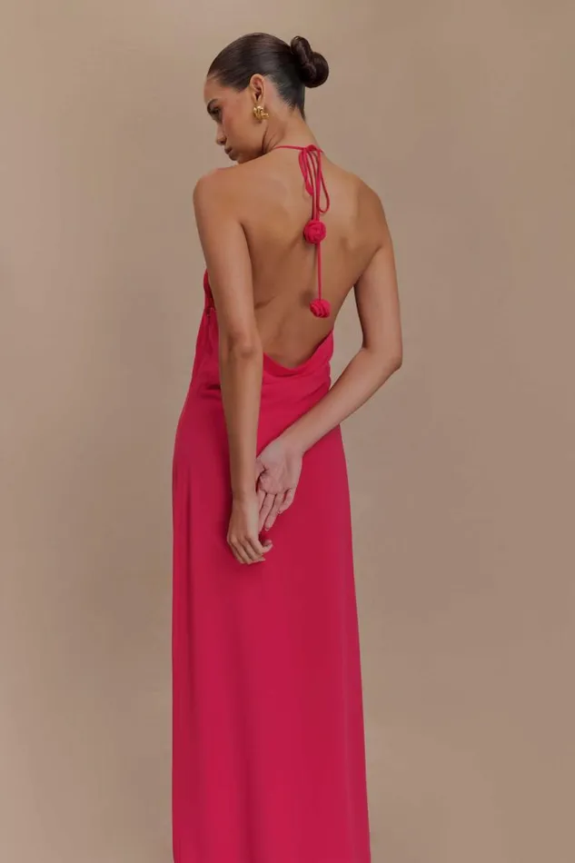 Women Meshki Tops Rosalia Cowl Neck Maxi Dress 8211 Raspberry