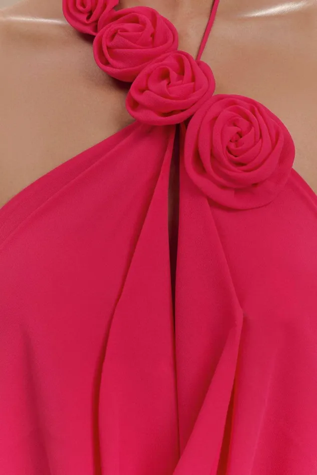 Women Meshki Tops Rosalia Cowl Neck Maxi Dress 8211 Raspberry