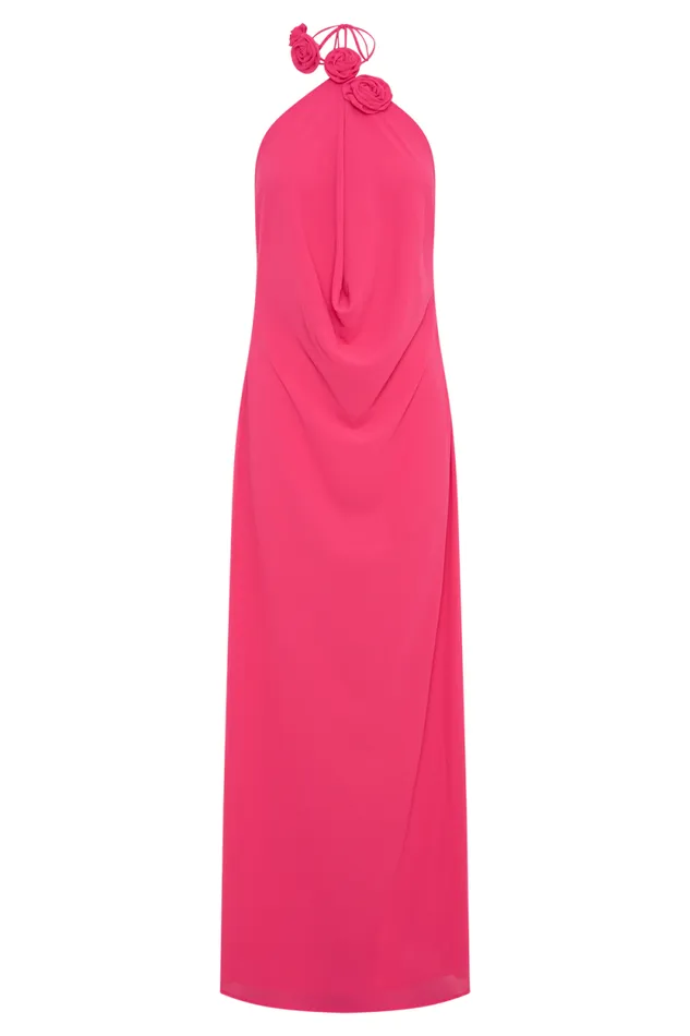Women Meshki Tops Rosalia Cowl Neck Maxi Dress 8211 Raspberry