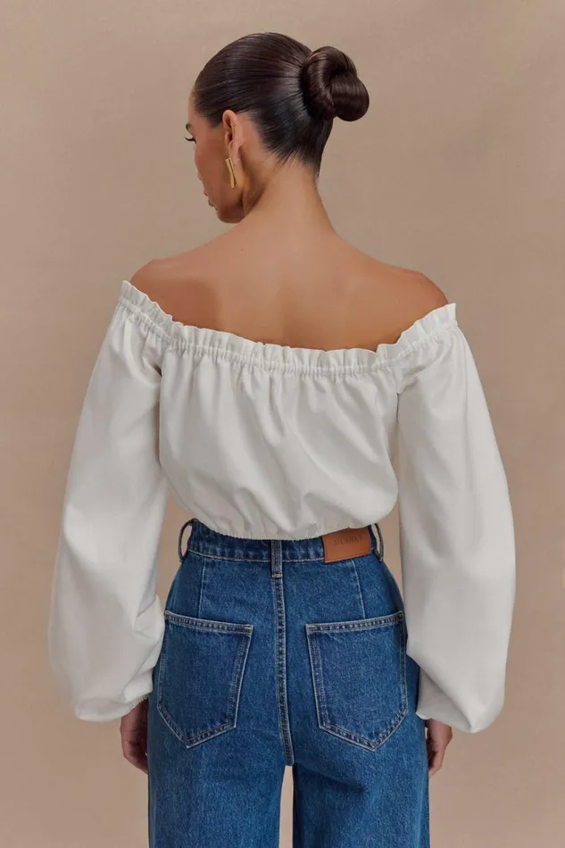Women Meshki Tops Salome Off Shoulder Crop Top 8211 White