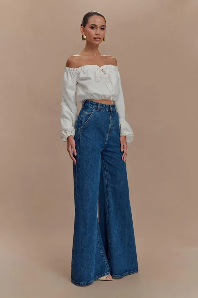 Women Meshki Tops Salome Off Shoulder Crop Top 8211 White