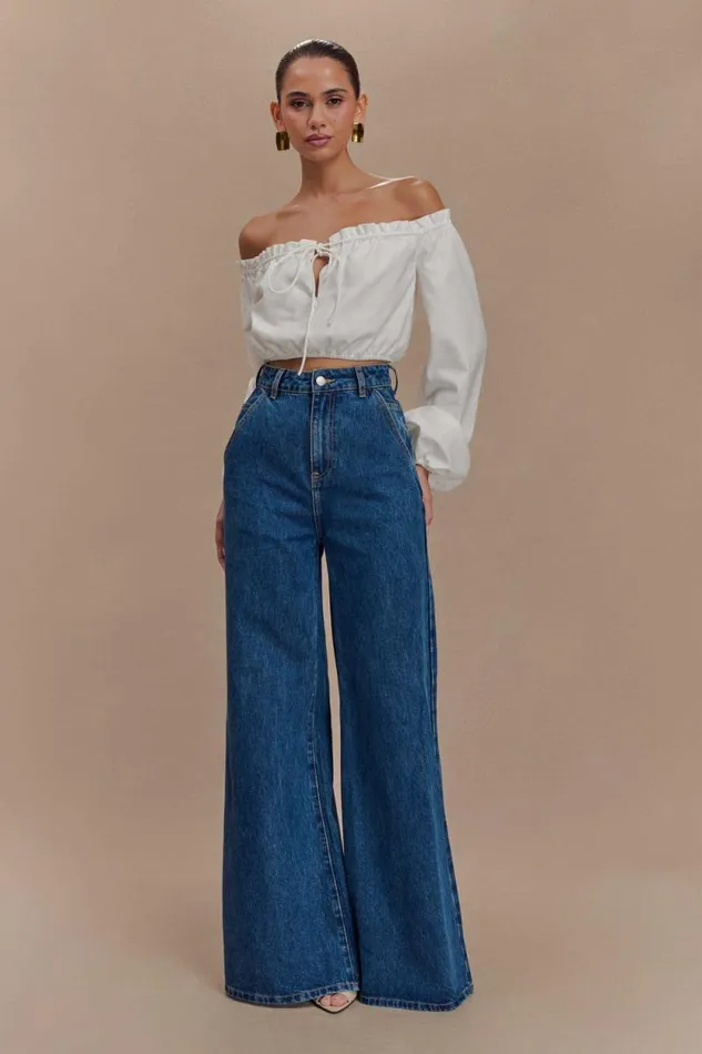 Women Meshki Tops Salome Off Shoulder Crop Top 8211 White