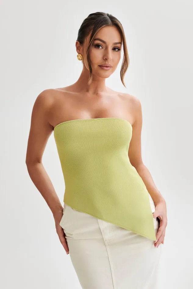 Women Meshki Tops Sidney Asymmetrical Strapless Knit Top 8211 Apple