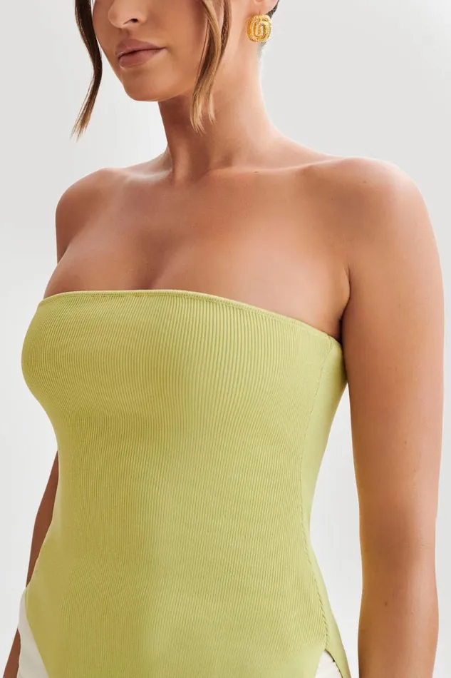 Women Meshki Tops Sidney Asymmetrical Strapless Knit Top 8211 Apple