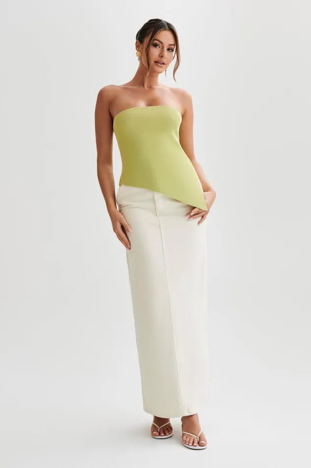 Women Meshki Tops Sidney Asymmetrical Strapless Knit Top 8211 Apple