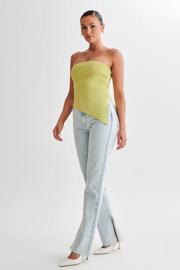 Women Meshki Tops Sidney Asymmetrical Strapless Knit Top 8211 Apple