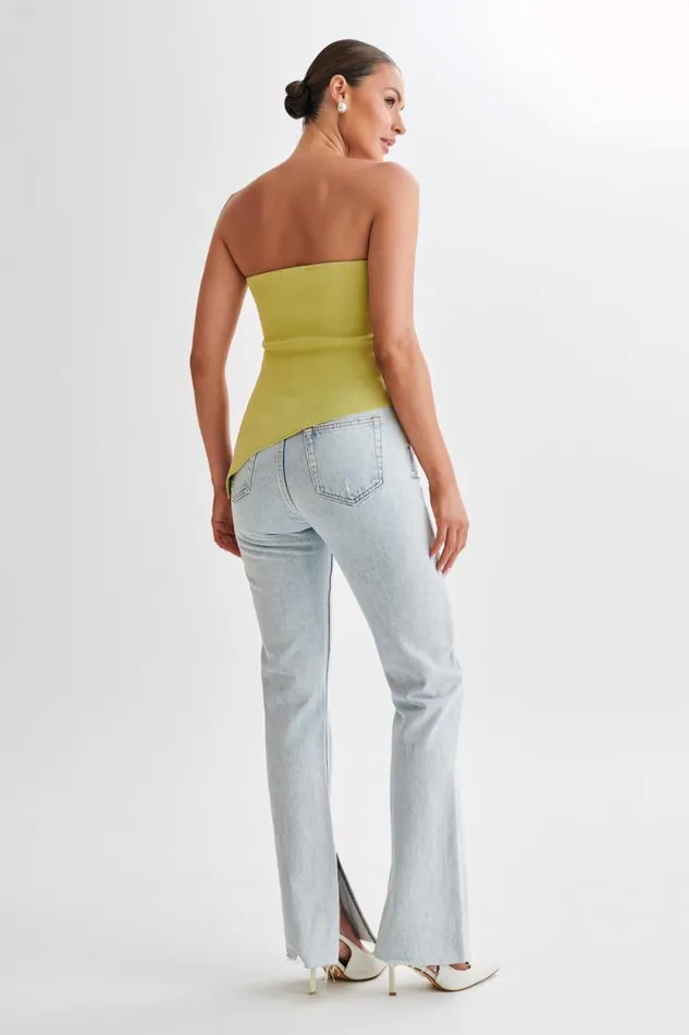 Women Meshki Tops Sidney Asymmetrical Strapless Knit Top 8211 Apple