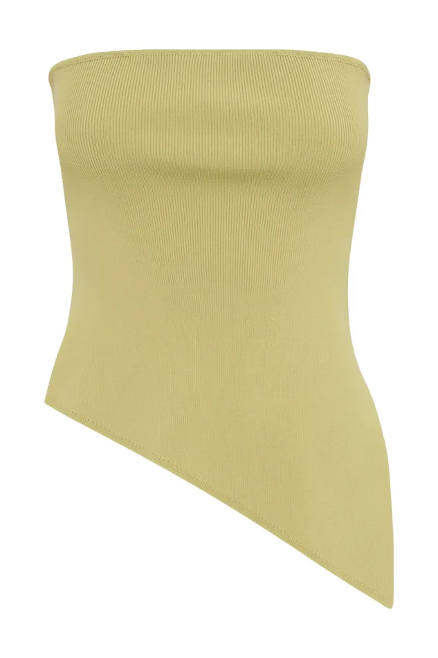 Women Meshki Tops Sidney Asymmetrical Strapless Knit Top 8211 Apple