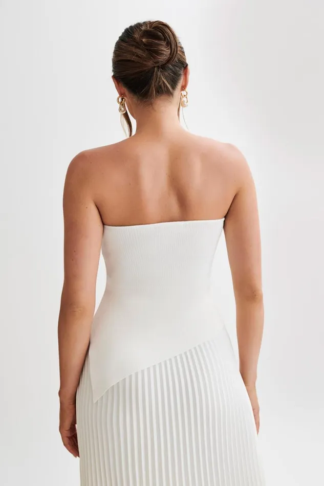 Women Meshki Tops Sidney Asymmetrical Strapless Knit Top 8211 White