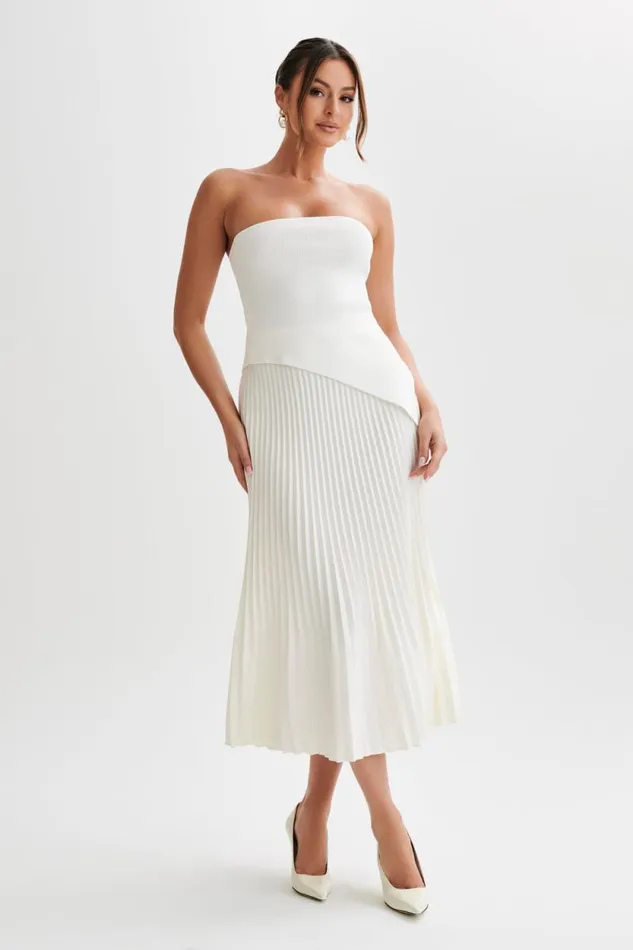 Women Meshki Tops Sidney Asymmetrical Strapless Knit Top 8211 White
