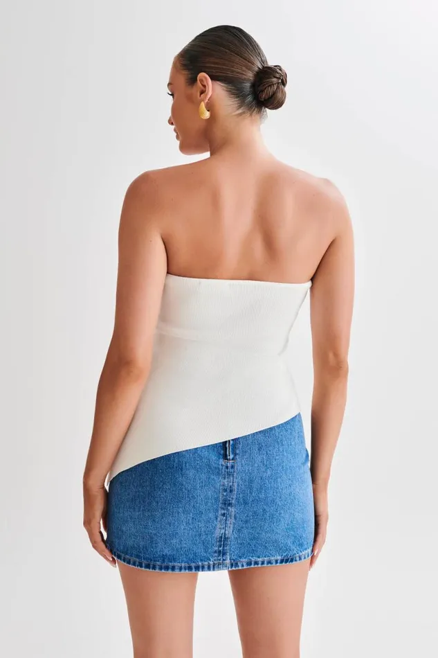 Women Meshki Tops Sidney Asymmetrical Strapless Knit Top 8211 White