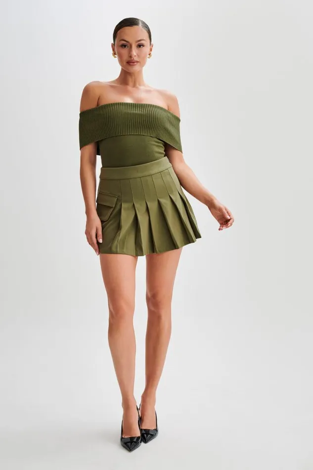 Women Meshki Tops Susanna Off Shoulder Knit Top 8211 Military Olive
