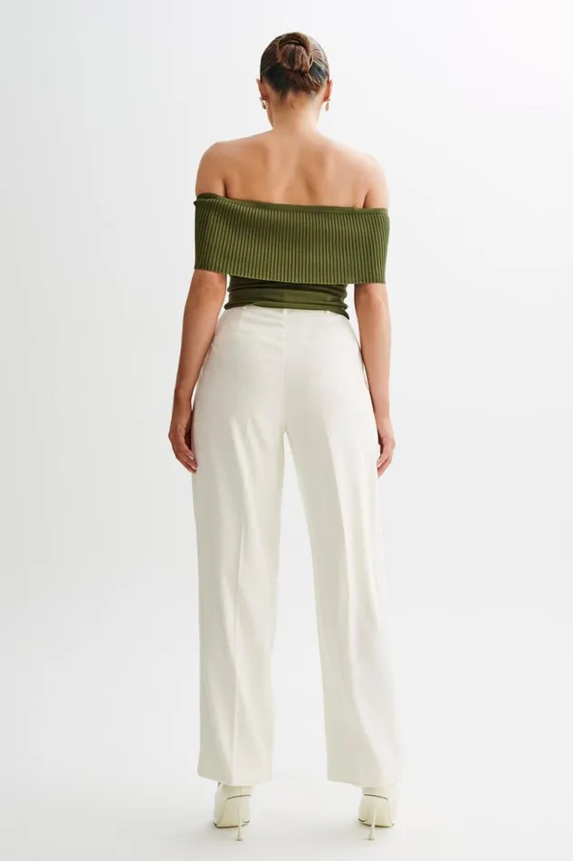 Women Meshki Tops Susanna Off Shoulder Knit Top 8211 Military Olive
