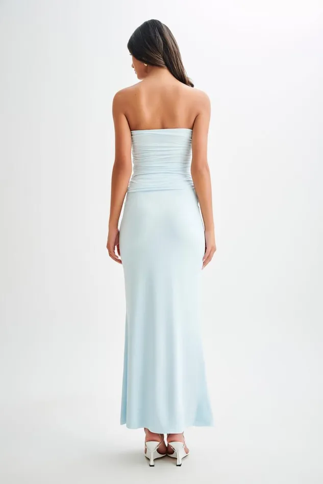 Women Meshki Tops Winslet Strapless Slinky Longline Top With Shell Hardware 8211 Sky Blue