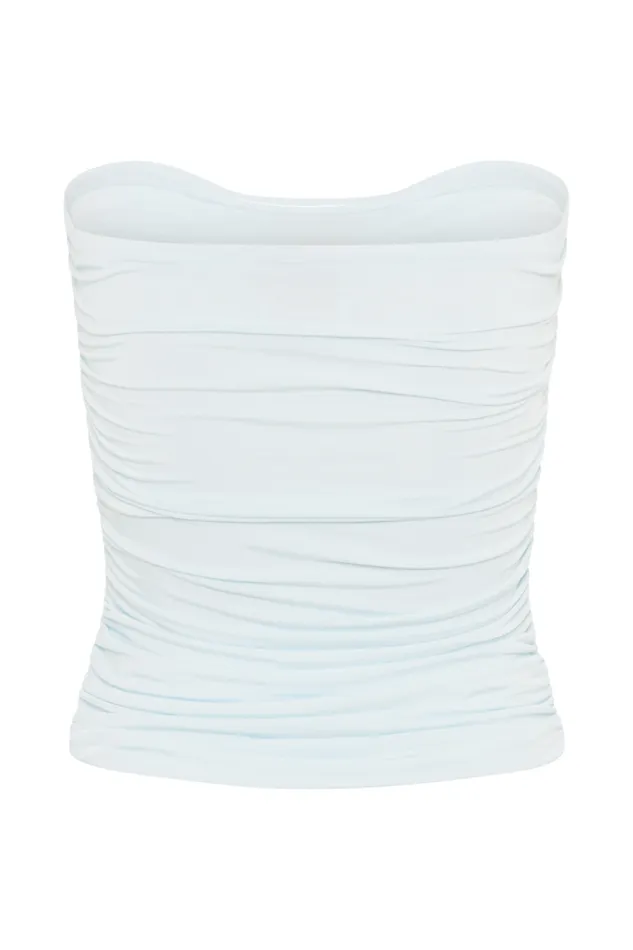 Women Meshki Tops Winslet Strapless Slinky Longline Top With Shell Hardware 8211 Sky Blue