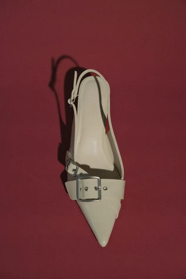 Women Meshki Two Piece Sets Hadley Buckle Sling Back Heels 8211 Ivory