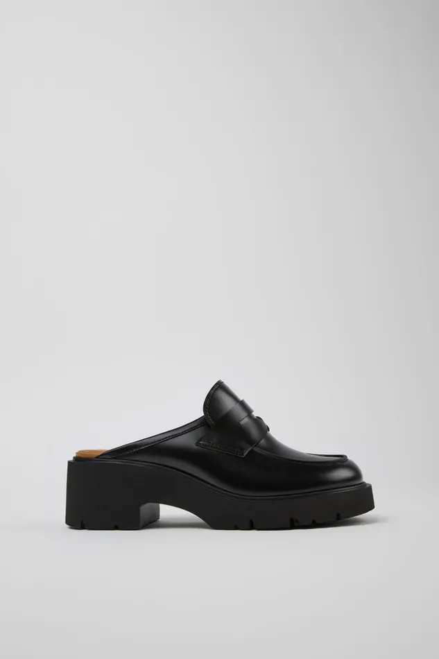 Women Milah Black Leather Clogs Camper Casual Shoes Women Milah Black Leather Clogs Camper Casual Shoes
