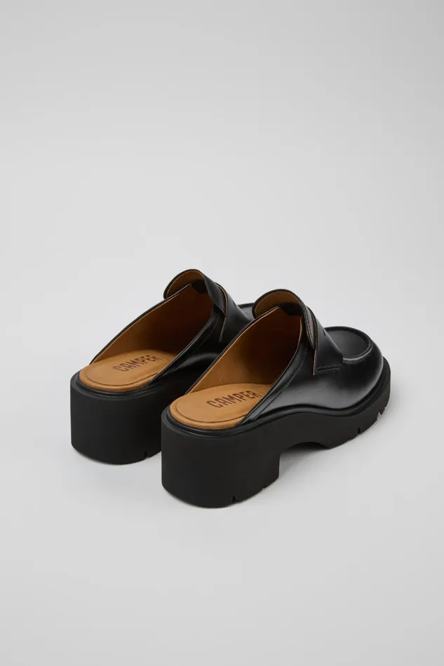 Women Milah Black Leather Clogs Camper Casual Shoes Women Milah Black Leather Clogs Camper Casual Shoes