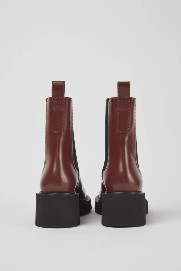 Women Milah Burgundy Leather Boots Camper Ankle Boots Women Milah Burgundy Leather Boots Camper Ankle Boots