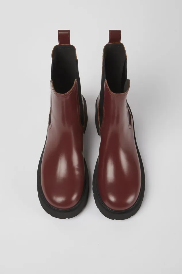 Women Milah Burgundy Leather Boots Camper Ankle Boots Women Milah Burgundy Leather Boots Camper Ankle Boots