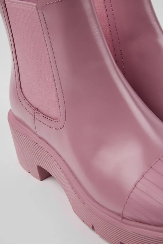 Women Milah Pink Leather Chelsea Boots Camper Ankle Boots