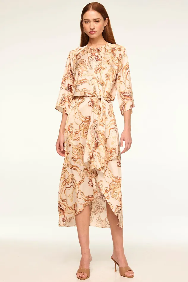 Women MISA Los Angeles Dresses ADINA DRESS Golden Straw Satin