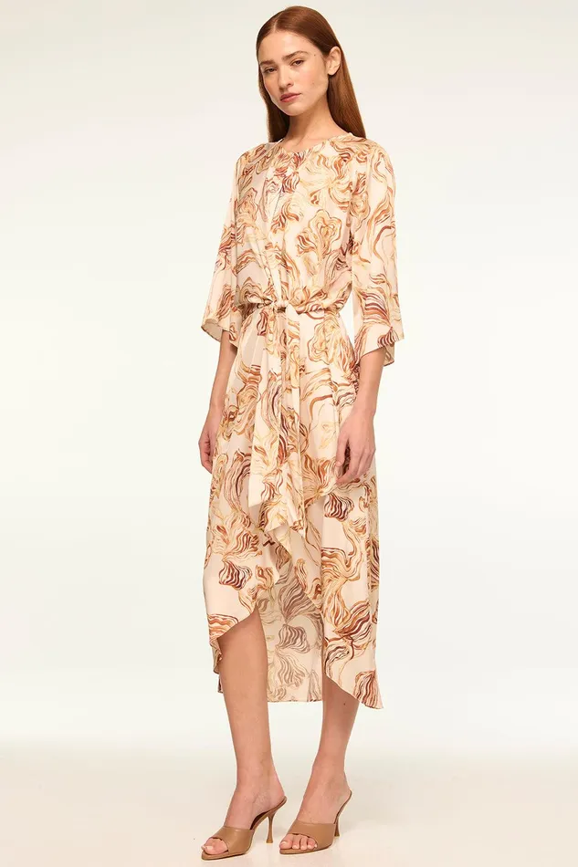 Women MISA Los Angeles Dresses ADINA DRESS Golden Straw Satin