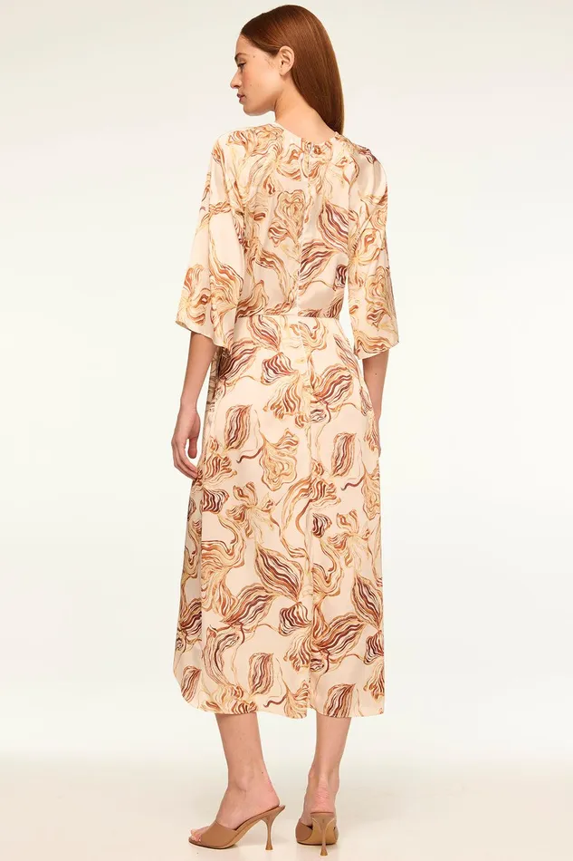 Women MISA Los Angeles Dresses ADINA DRESS Golden Straw Satin