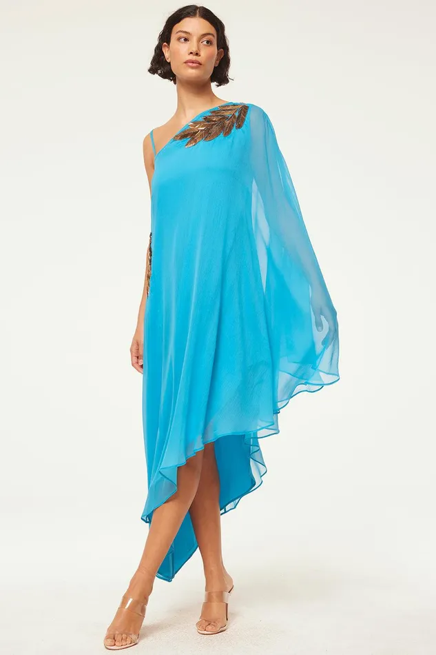 Women MISA Los Angeles Dresses ELANEH DRESS Aqua Palm D039or