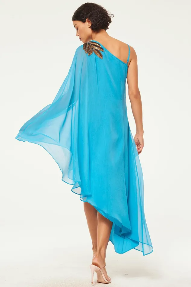 Women MISA Los Angeles Dresses ELANEH DRESS Aqua Palm D039or