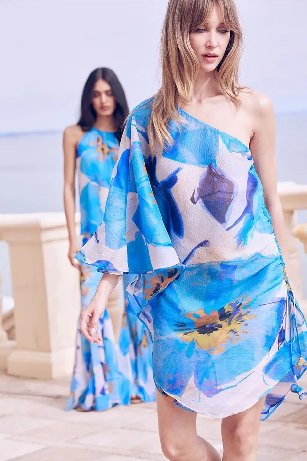 Women MISA Los Angeles Dresses HERA DRESS Blue Poppy