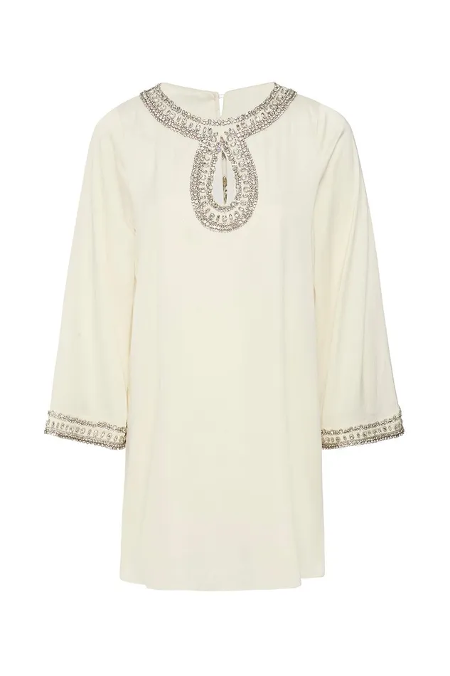 Women MISA Los Angeles Dresses IVY DRESS Ivory Satin