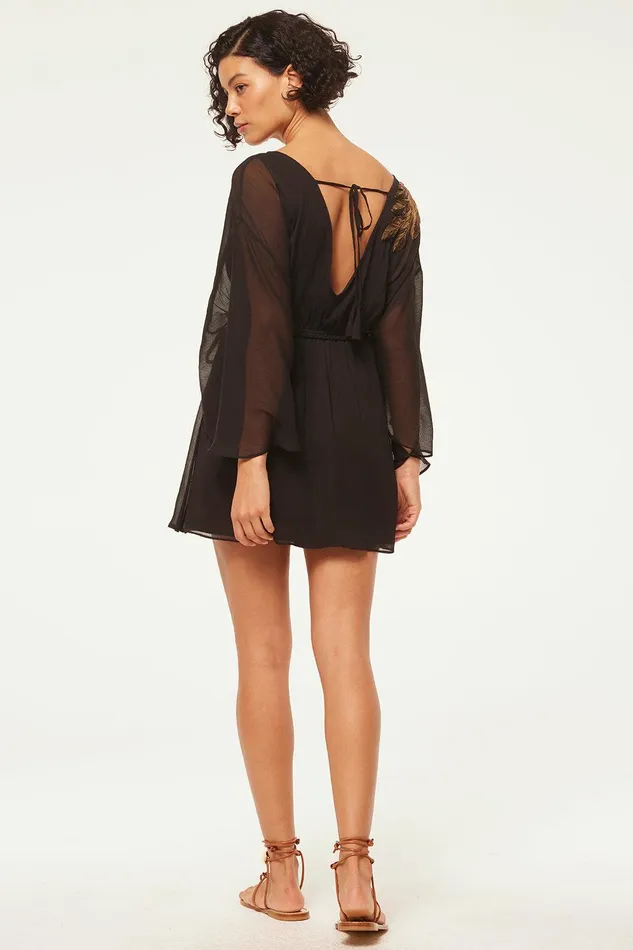 Women MISA Los Angeles Dresses KATANA DRESS Black Palm D039or