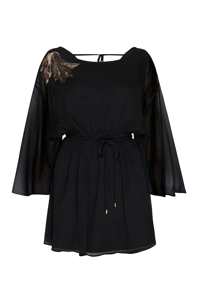 Women MISA Los Angeles Dresses KATANA DRESS Black Palm D039or