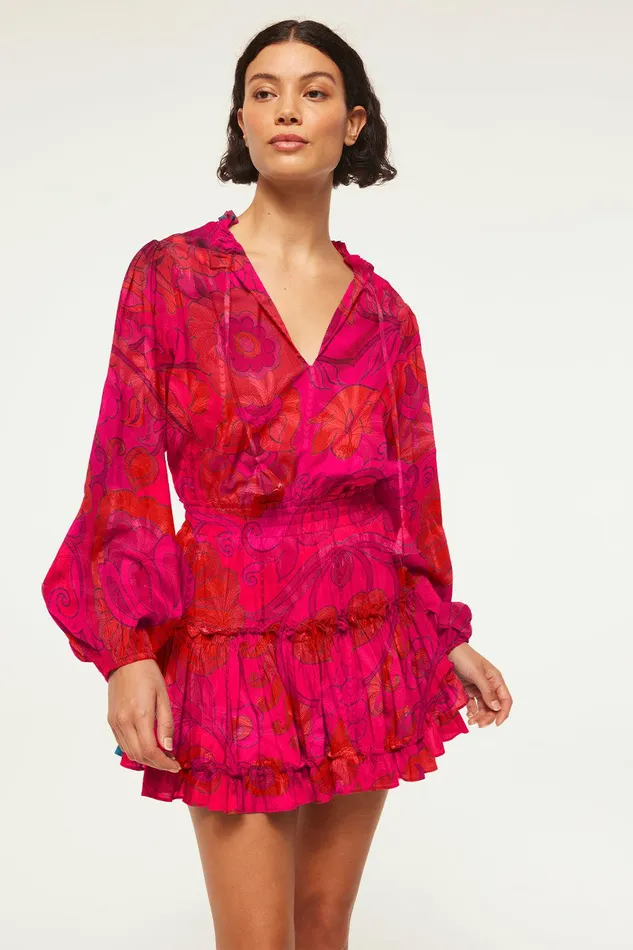 Women MISA Los Angeles Dresses LORENA DRESS Flora Corsica Fuchsia
