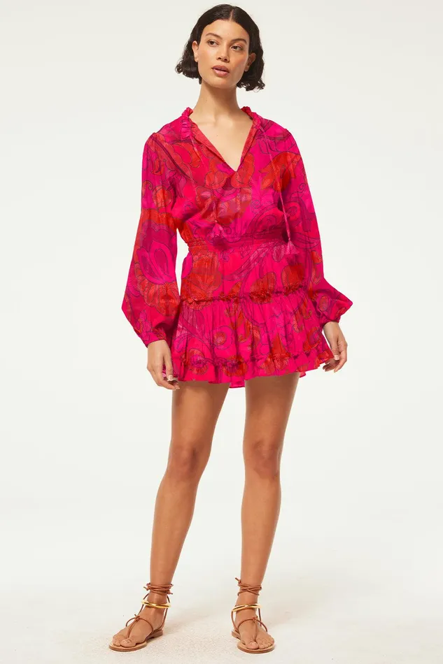 Women MISA Los Angeles Dresses LORENA DRESS Flora Corsica Fuchsia