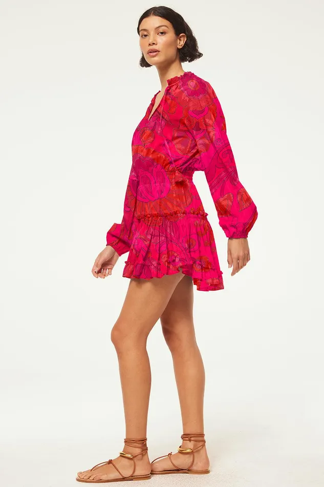 Women MISA Los Angeles Dresses LORENA DRESS Flora Corsica Fuchsia