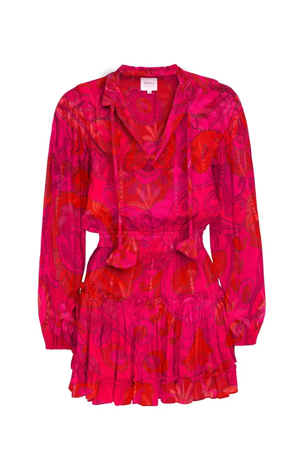 Women MISA Los Angeles Dresses LORENA DRESS Flora Corsica Fuchsia