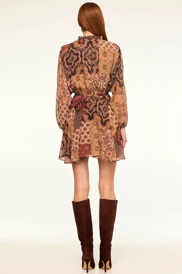 Women MISA Los Angeles Dresses MOLLY DRESS Surreal Patchwork Chiffon