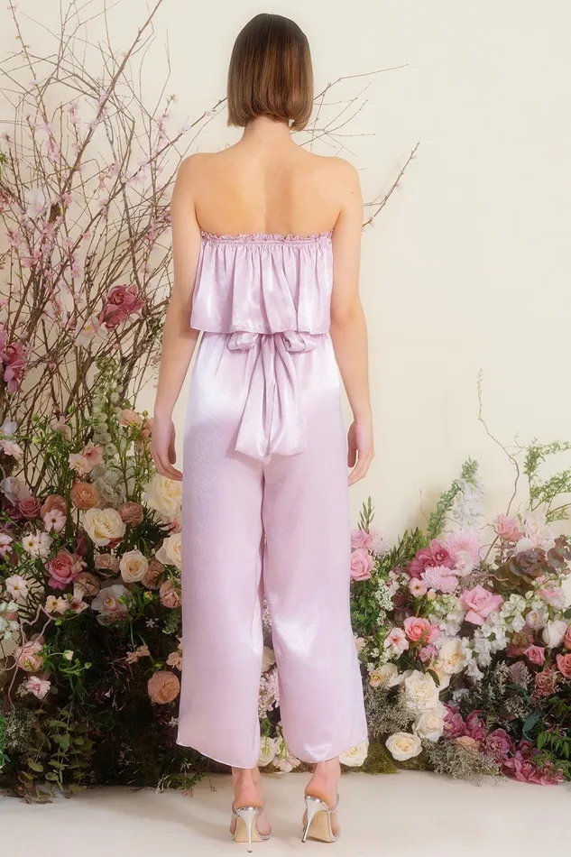 Women MISA Los Angeles Exclusives DIANDRA JUMPSUIT Pink Satin