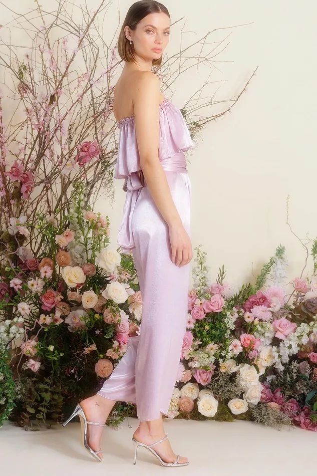 Women MISA Los Angeles Exclusives DIANDRA JUMPSUIT Pink Satin