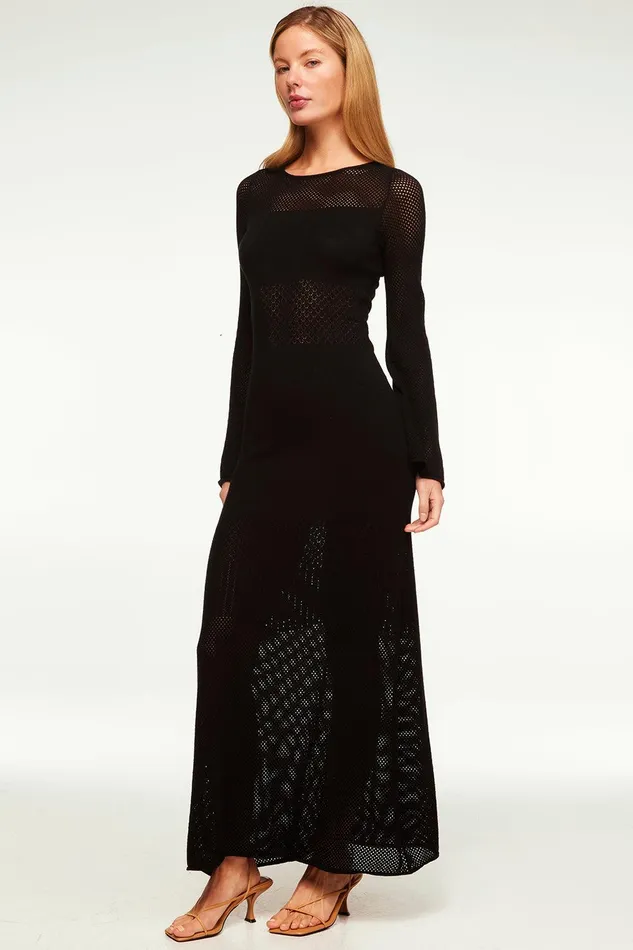 Women MISA Los Angeles Knits ANU DRESS Black Lead