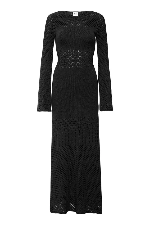 Women MISA Los Angeles Knits ANU DRESS Black Lead
