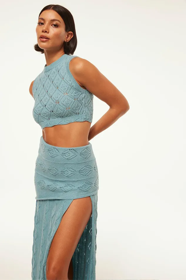 Women MISA Los Angeles Matching Sets DAHLIA TOP Blue