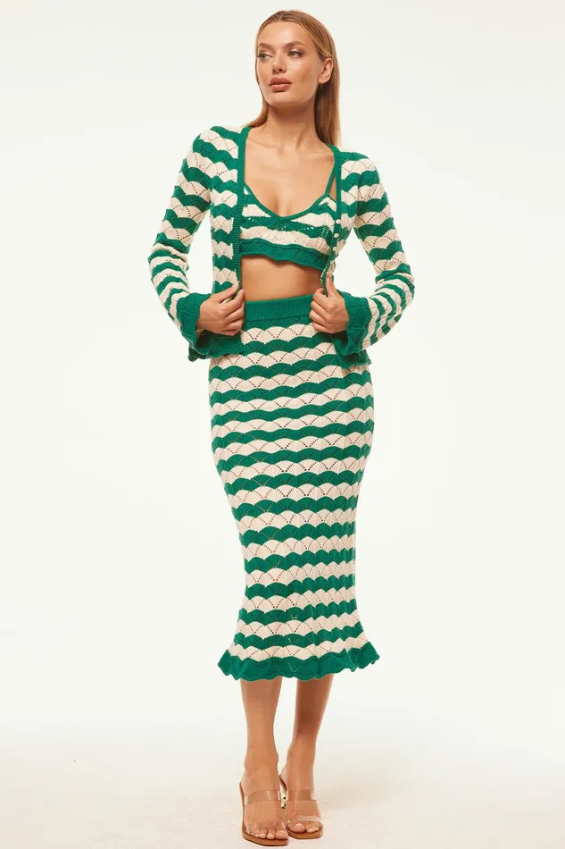 Women MISA Los Angeles Matching Sets EIDA BRALETTE Emerald Stripe