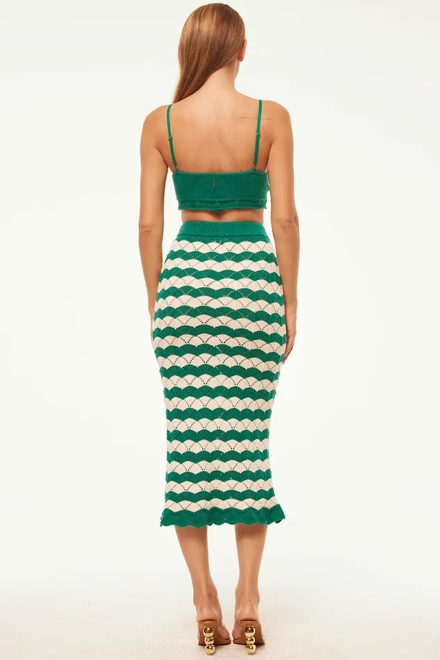 Women MISA Los Angeles Matching Sets EIDA BRALETTE Emerald Stripe