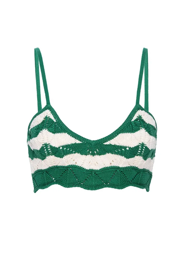 Women MISA Los Angeles Matching Sets EIDA BRALETTE Emerald Stripe