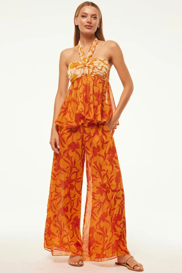 Women MISA Los Angeles Matching Sets FREDA PANT Atlas Floral Persimmon